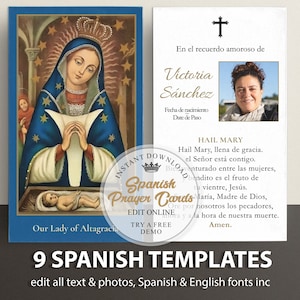 Spanish Prayer Cards, Memorial Prayer Cards, Catholic Prayer Cards, Prayer Cards for Funeral, Our Lady of Altagracia, Funeral Card, P192