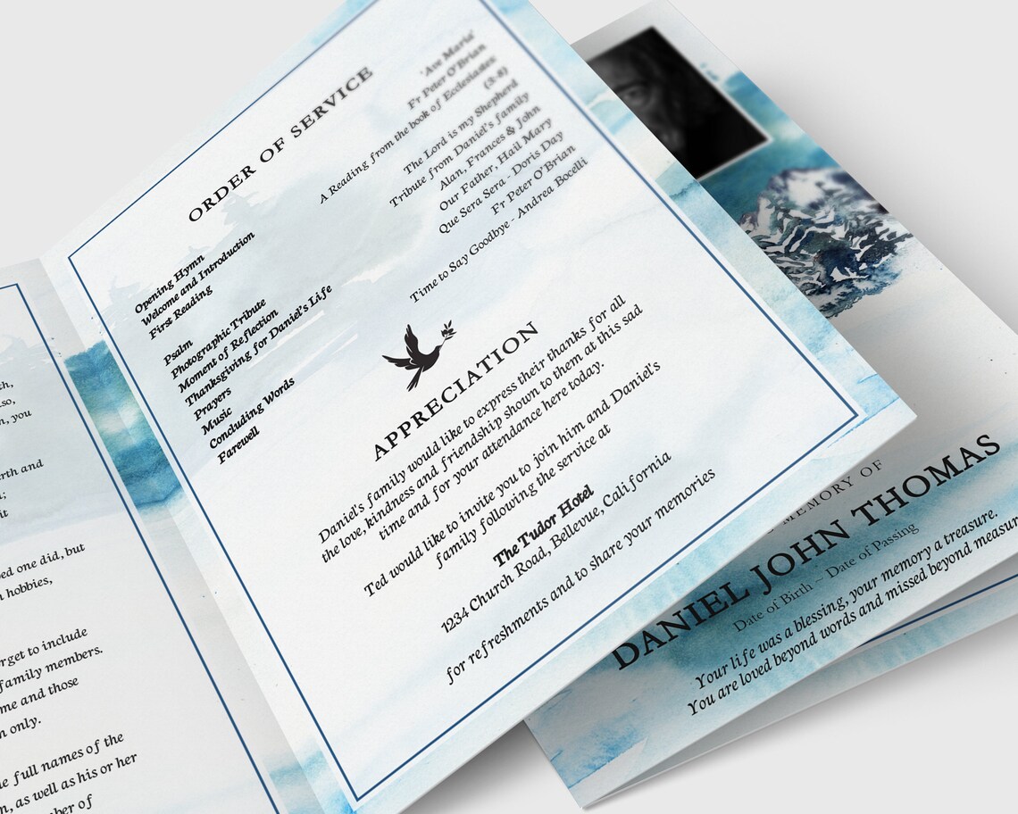 Funeral Program Template Funeral Poems Funeral Programs Etsy Hong Kong