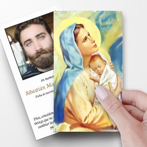 Prayer Cards, Mary Mother of God, Spanish catholic funeral prayer cards, spanish prayer, custom prayer cards, catholic prayer cards, P32