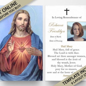 Prayer Cards, Memorial Prayer Cards, Catholic Prayer Cards, Personalized Prayer Cards for Funeral, Prayer Cards Catholic, Funeral Card, P20