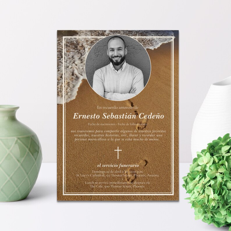 Spanish Funeral Program Template Spanish Memorial Service Etsy