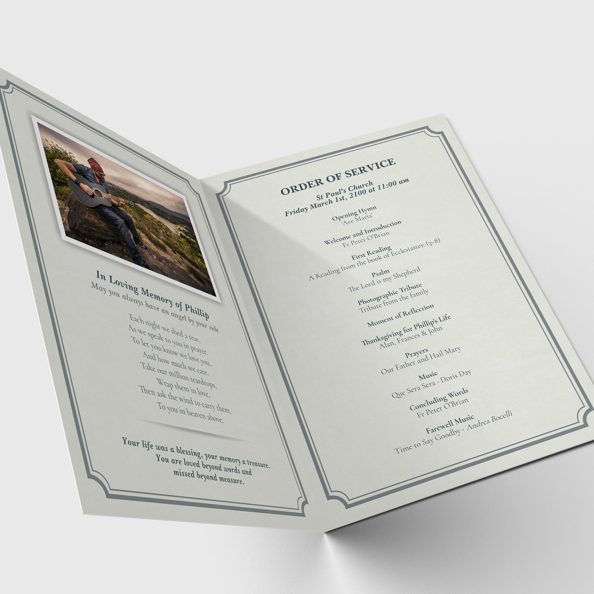 Funeral Program Template, Floral Memorial Program, Editable Memorial ...