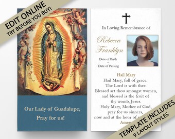 Prayer Cards, Spanish Prayer Cards, Catholic Prayer Cards, Personalized Prayer Cards for Funeral, Prayer Cards Catholic, Funeral Cards, SP3