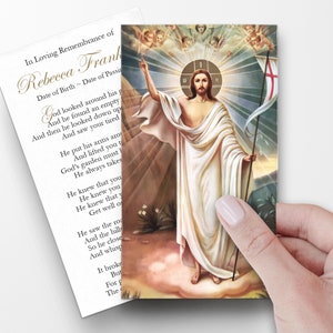 Cartes de prière, Résurrection du Christ, Cartes de prière commémoratives, Cartes de prière catholique, Cartes de prière pour les funérailles, Cartes de funérailles, P59
