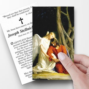 Cartes de prière, Ange réconfortant, Cartes de prière commémoratives, Cartes de prière catholique, Cartes de prière pour les funérailles, Cartes de funérailles, P61