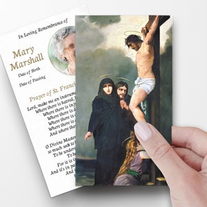 Prayer Cards, Holy Crucifixion, Memorial Prayer Cards, Catholic Prayer Cards, Personalized Prayer Cards for Funeral, Funeral Cards
