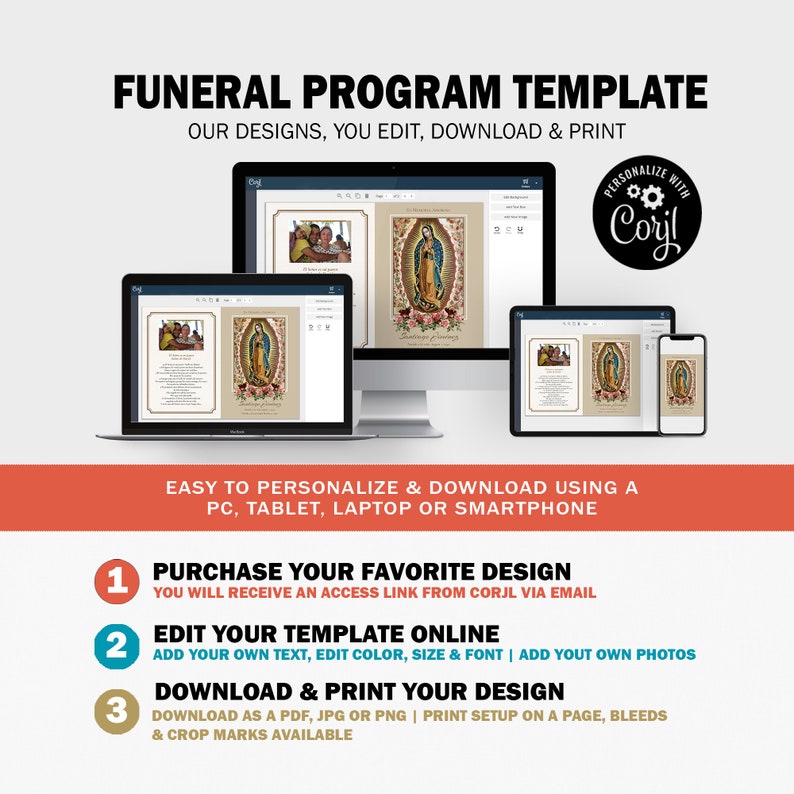 Spanish Funeral Program Template Our Lady of Guadalupe Etsy