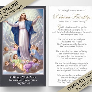 begrafenis gebedskaart, gebedskaarten, Onze Lieve Vrouw, herdenkingsgebedskaart, herdenkingskaart, gebedskaartsjabloon, begrafenissjabloon, rouwkaart P149