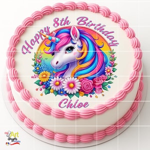 Printable Unicorn Cake Topper Image, Digital Download Birthday Party Decoration You Print Yourself