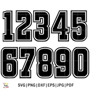 Jersey Numbers SVG PNG Bundle – Sports Number Clipart for Cricut, T-Shirts, Jerseys, Sublimation, Digital Download Files