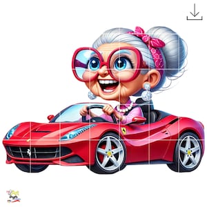 Paquete de 10 imágenes prediseñadas de anciana divertida PNG