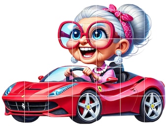 Funny Old Lady PNG | 10 Image Clipart Bundle