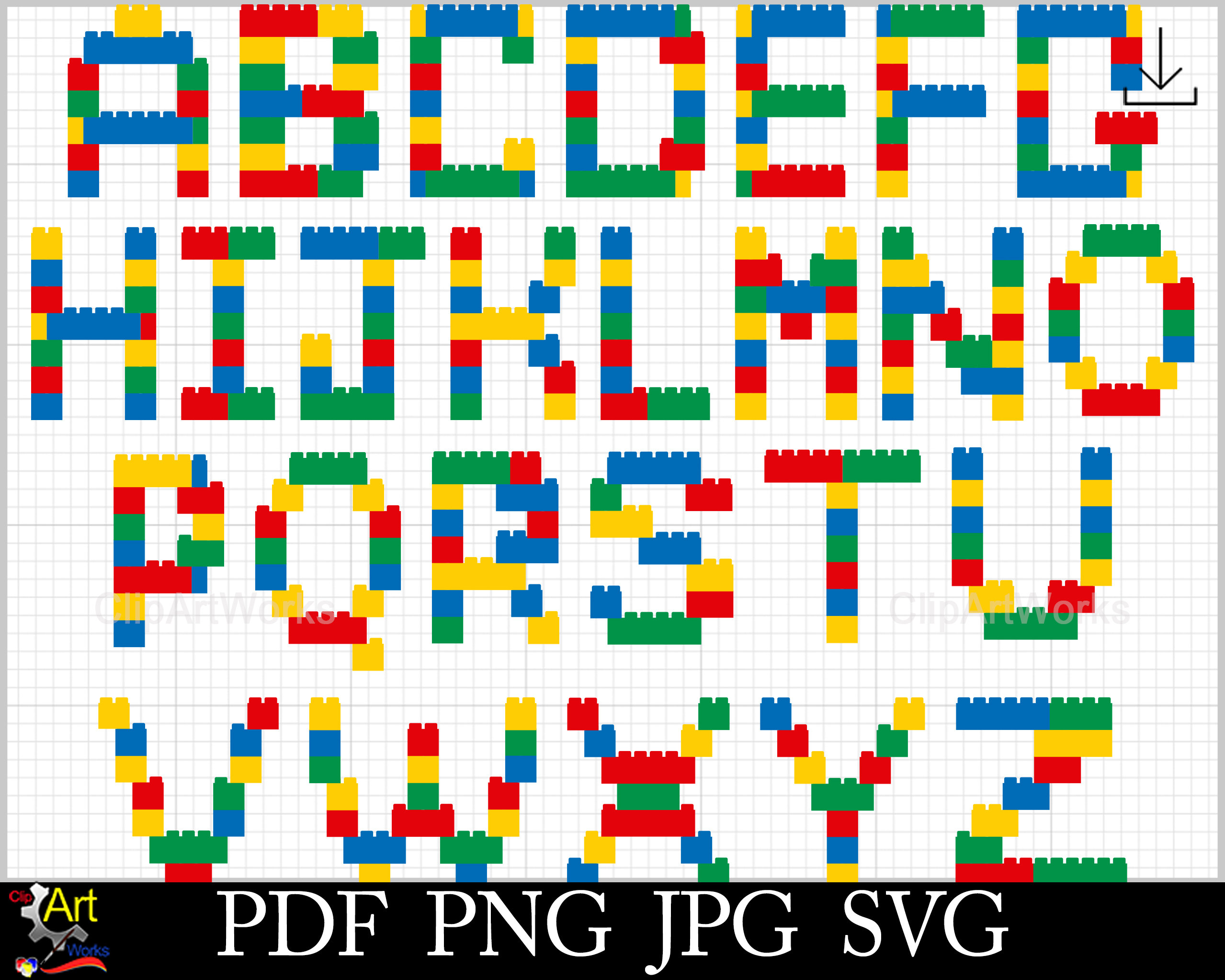 Building Brick Blocks Alphabet Clipart