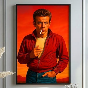 James Dean Digital Poster Print – Vintage Hollywood Wall Art, Rebel Without a Cause, Retro 1950s Icon, Instant Download, Teen Idol Décor
