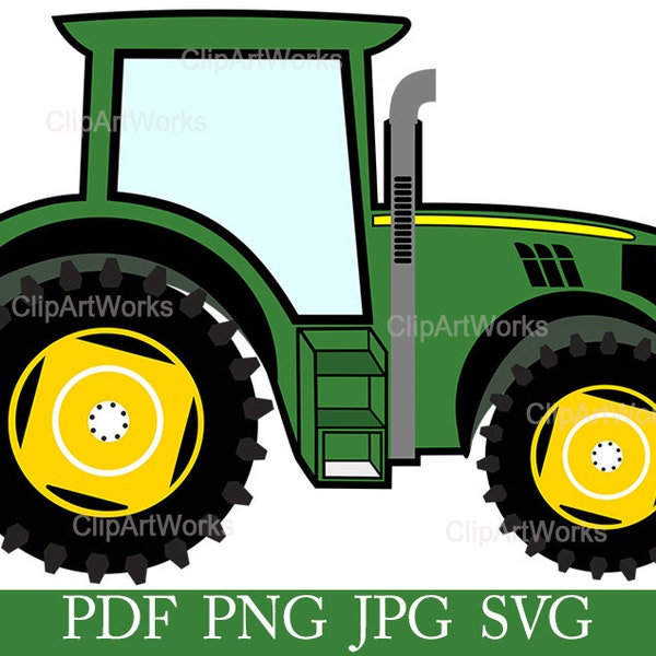 Tractor John Deere Green Farm Tractor Scalable Vector Graphic Clipart Farming Svg Cricut Cameo Cutting File PDF PNG JPG_SVG