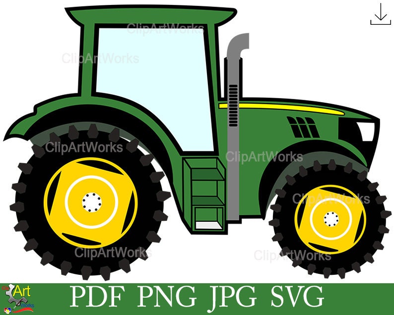 Vector drawing of farm tractor in green color