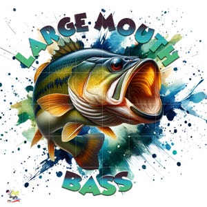 Largemouth Bass Fish Clipart PNG – Fishing Art for Sublimation, T-Shirts, Stickers, Wall Decor, Digital Download Bundle