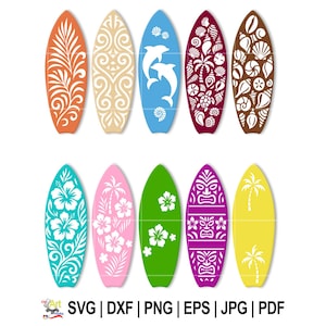 Surfboard Clipart – Beach Surf PNG, Tropical SVG Graphics, Ocean Board Digital Download for Summer Crafts, Stickers & Decor