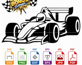 レーシングカーのクリップアート – ファストカーPNG、レースカーSVG、スポーツカーグラフィック、子供向けの工作、シャツ、ステッカー、パーティーデコレーション用のデジタルダウンロード