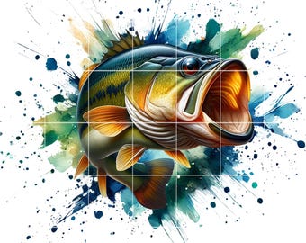 Largemouth Bass Clipart: Fishing Art PNG (Digital Download Bundle 4000x3000px)
