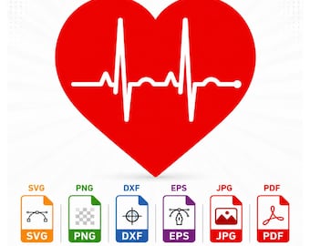 Heart EKG SVG Bundle, Beat Line Clipart (Instant Download)