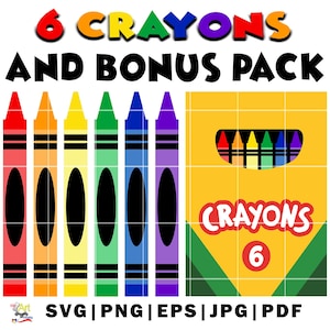 6 Pack Crayons Clipart