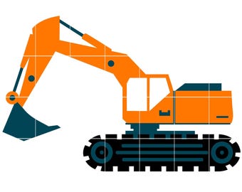 Planierraupe Bagger Clipart: Baumaschinen SVG, PNG, JPG (Digital Download)