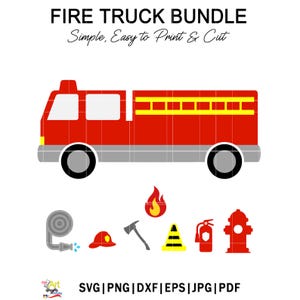 Fire Truck Clipart Bundle – Party Decor SVG, PNG (Digital Download)