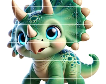 Dinosaurio bebé Triceratops (imágenes prediseñadas, PNG) / Paquete de 10 imágenes