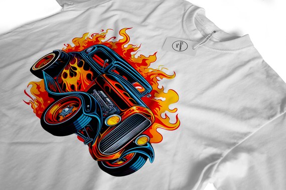 （13）HOT-ROD 車両イラスト 七分袖カットソー Amazon.com: Vanatic Hot Rod 70s Cartoon Van Street Rod T-Shirt