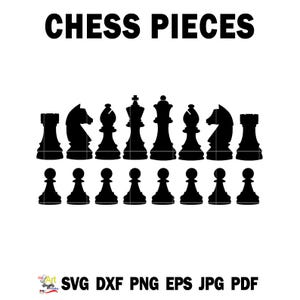 Chess SVG Clipart Bundle – King Queen Pawn Silhouettes for Cricut, Laser Cutting, T-Shirts, Stickers, Digital Download Files
