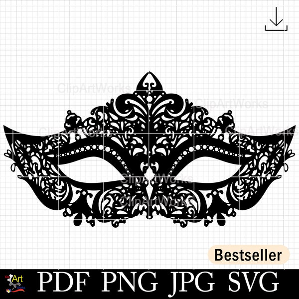 Masquerade Face Mask Silhouette SVG Clipart