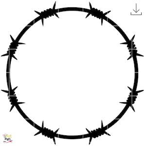 Barbelé rond, fil de fer Svg - cercle rasoir clôture escrime Barbelé Silhouette numérique Vector Clipart Image PNG JPG SVG Télécharger