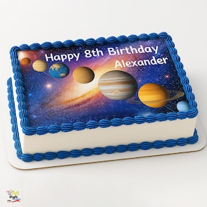 Printable Space Solar System Cake Topper Image, Digital Download Birthday Party Decoration You Print Yourself