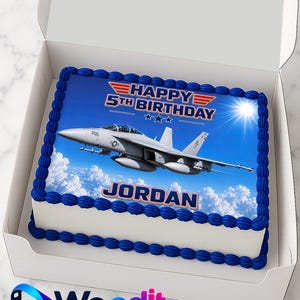 Printable Jet Fighter Cake Topper Image, Digital Download Birthday Party Decoration You Print Yourself