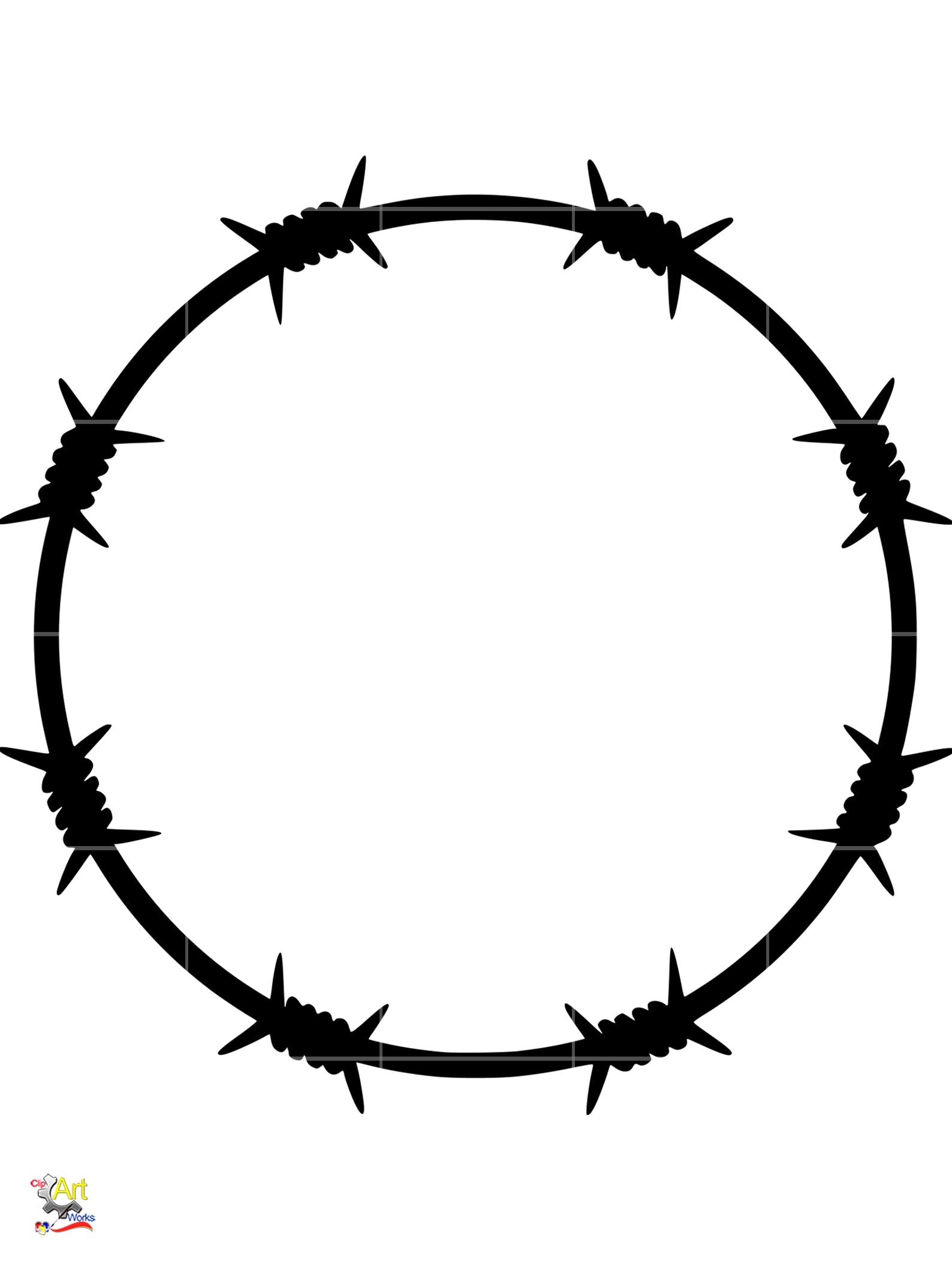 Barbed Wire Circle SVG: Razor Fence Silhouette Clipart (digital ...