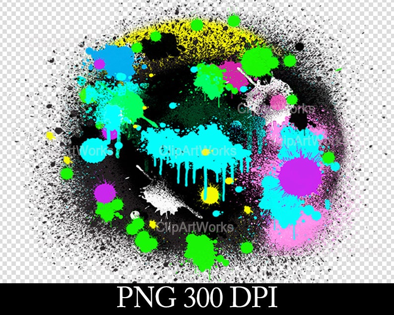 Neon Paint Splatter PNG Clipart