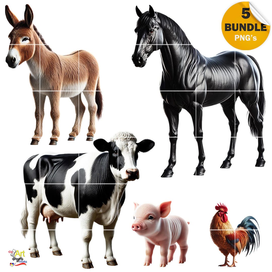 Farm Animals PNG Clipart Bundle - Etsy Canada