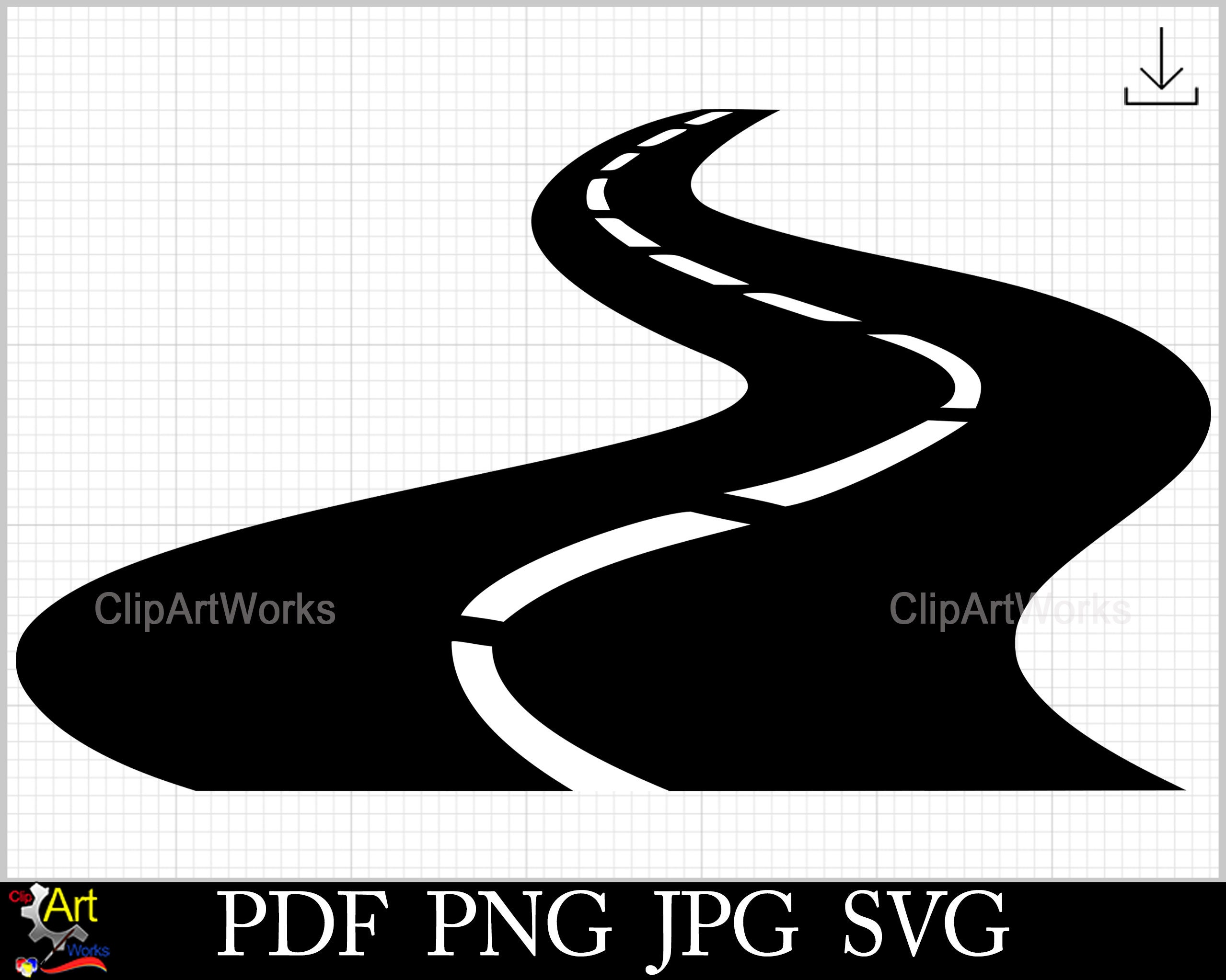 Winding Road Clipart Digital Download SVG PNG JPG PDF Cut Files