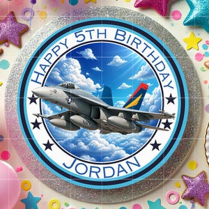 Printable Jet Fighter Plane Cake Topper Image, Digital Download Birthday Party Decoration You Print Yourself