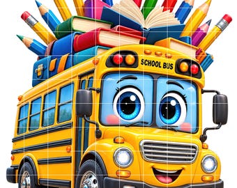 School Bus Clipart Bundle | Kids Art, Teacher Printable | PNG and JPG  (Digital Download)