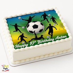 Printable Soccer Cake Topper Image, Digital Download Birthday Party Decoration You Print Yourself