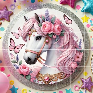 Printable Horse Cake Topper Image, Digital Download Birthday Party Decoration You Print Yourself