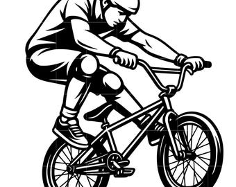 BMX Bike Rider Silhouette Clipart | Cricut, Sublimation (Digital Download)