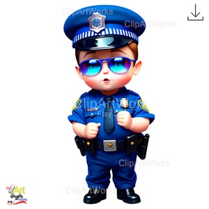 Policía Bebé Niño Clipart PNG