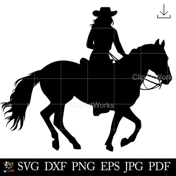 Cowgirl Horse Riding Clipart