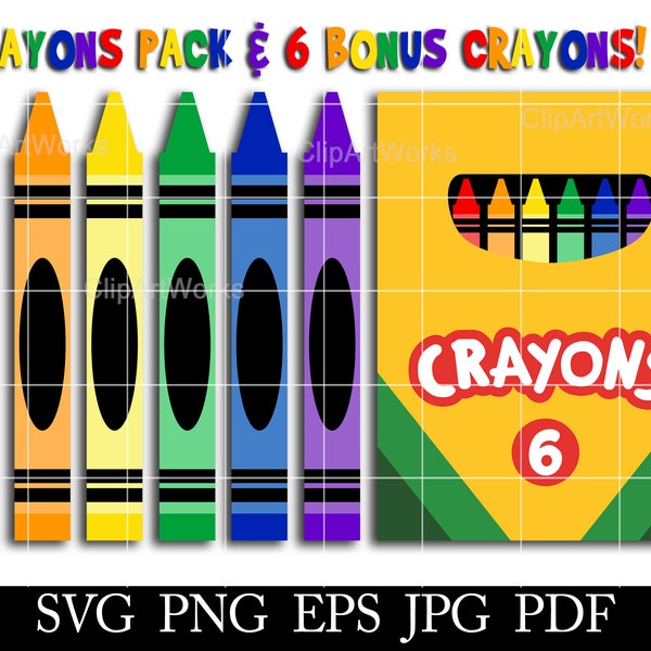 6 Pack Crayons Clipart