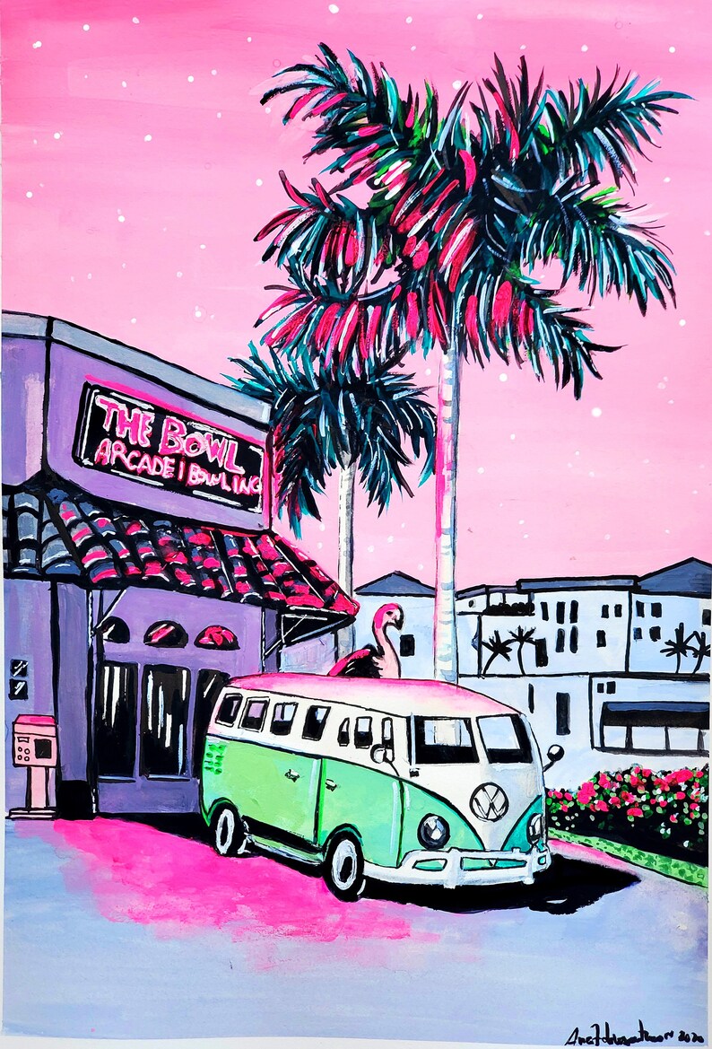 Retro Camper Van Poster Vintage VW Bus Wanderlust Travel Etsy