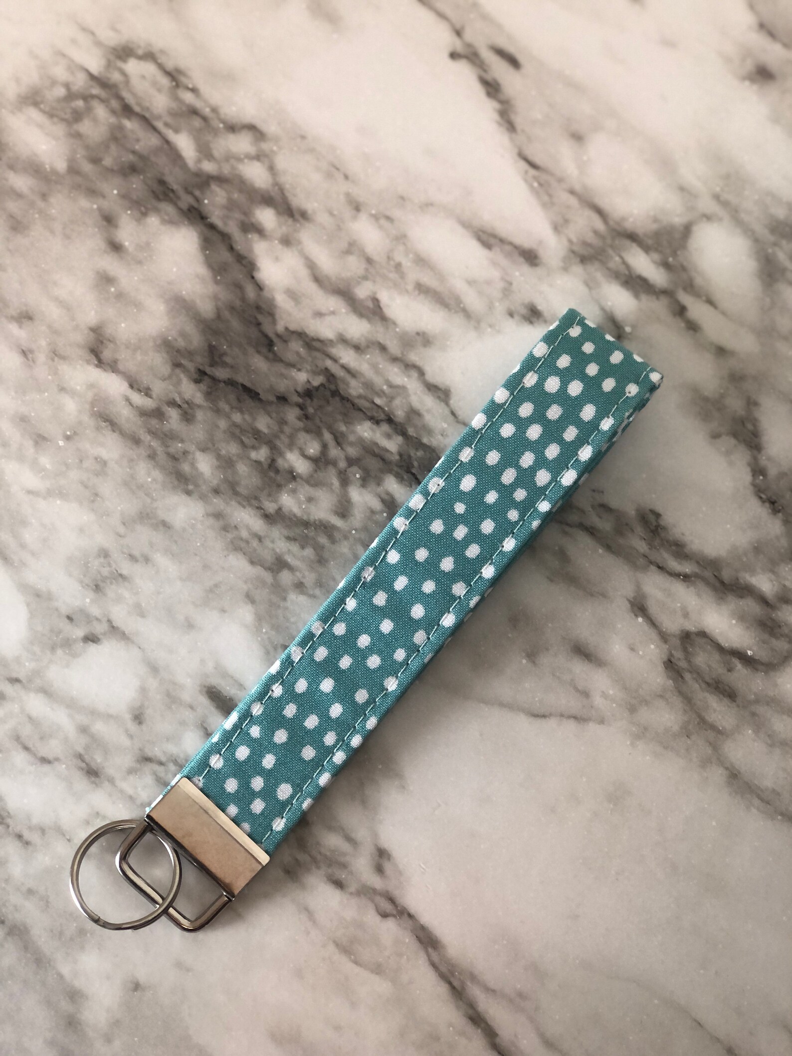 Key Fob Keychain Wristlet Teal Dots Wrist Strap For Keys Etsy