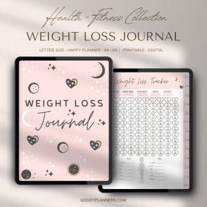 Rosé Pink Weight Loss Journal | Digital Planner | Printable Planner | iPad Planner | GoodNotes Planner | Meal Planner Template